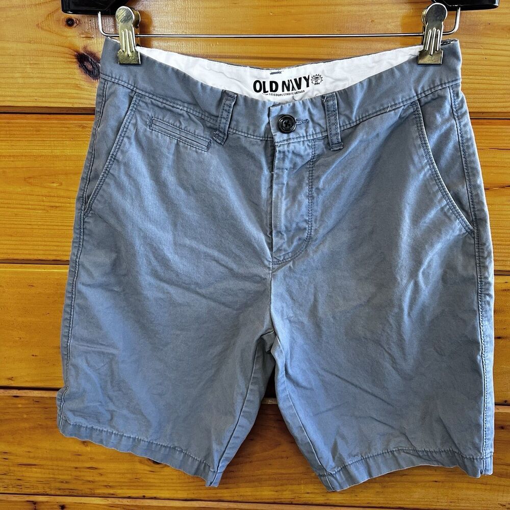 Old Navy Grey Casual Flat front Cotton Chino Shorts Size 29 Slim Fit